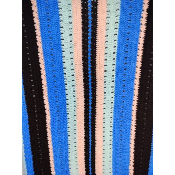 Handmade 52x39 Inches Multicolor Stripe Reversible Crochet Throw/Blanket - Picture 16 of 16